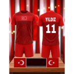 Bite Nose Türkiye Yıldız 11 Numara Çocuk 2026/28 Milli Takım Forma T-Shirt Özel Tasarım Yeni Sezon - 5 - 6 Yaş - Kırmızı