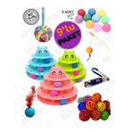 bite pet 8 1 Kedi Oyun Seti:3 Katlı Oyuncak-lazer-olta-yumak Top-tüylü Top