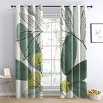 Bitki Desenli Karartma Perdeleri, Kuş Gözü Odası Karartma Perdeleri Oturma Odası, Yatak Odası, Çocuk Odası için - 2'li Set, 220 x 140 cm (Y x G)