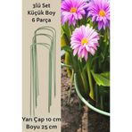 Bitki Destek Kazığı 3’lü Set (6 Adet) – Küçük Boy Metal Bitki Destek Aparatı, Saksı ve Çiçek İçin, Yeşil