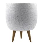 BİTKİ TASARIMI EV DEKORASYON AKSESUAR BEYAZ GRANİT TOPRAK SAKSI SAKSILIK SALON ÇİÇEKLİK 3 AYAKLI - 19 CM