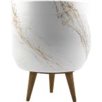 BİTKİ TASARIMI EV DEKORASYON AKSESUAR BEYAZ ÜZERİ GOLD MERMER EFEKTLİ TOPRAK SAKSI SAKSILIK SALON ÇİÇEKLİK 3 AYAKLI - 19 CM