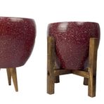 Bitki Tasarımı Ev Dekorasyon Bordo Granit Toprak Saksı Saksılık Salon Çiçeklik İkili Set 3 Ayaklı- 4 Ayaklı- 15 CM