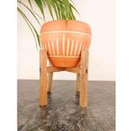 BİTKİ TASARIMI EV DEKORASYON DİK ÇİZGİ DESENLİ TERRAKOTA TOPRAK SAKSI SAKSILIK SALON ÇİÇEKLİK 4 AYAKLI - 15 CM