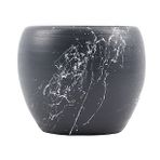 BİTKİ TASARIMI EV DEKORASYON GRİ ÜZERİ BEYAZ MERMER EFEKTLİ TOPRAK SAKSI SAKSILIK SALON ÇİÇEKLİK - 15 CM