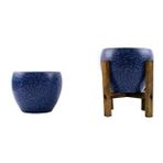 Bitki Tasarımı Ev Dekorasyon Lacivert Granit Toprak Saksı Saksılık Salon Çiçeklik İkili Set Ayaksız - 4 Ayaklı- 15 CM
