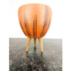 BİTKİ TASARIMI EV DEKORASYON SİYAH ÇİZGİ DESENLİ TERRAKOTA TOPRAK SAKSI SAKSILIK SALON ÇİÇEKLİK 3 AYAKLI - 15 CM