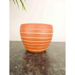 BİTKİ TASARIMI EV DEKORASYON YAN ÇİZGİ DESENLİ TERRAKOTA TOPRAK SAKSI SAKSILIK SALON ÇİÇEKLİK - 15 CM