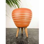 BİTKİ TASARIMI EV DEKORASYON YAN ÇİZGİ DESENLİ TERRAKOTA TOPRAK SAKSI SAKSILIK SALON ÇİÇEKLİK 3 AYAKLI - 15 CM