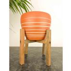 BİTKİ TASARIMI EV DEKORASYON YAN ÇİZGİ DESENLİ TERRAKOTA TOPRAK SAKSI SAKSILIK SALON ÇİÇEKLİK 4 AYAKLI - 15 CM