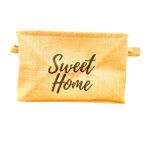 Bitki Tasarımı Sweet Home Jüt Hasır Ev Düzenleyici Mutfak Banyo Salon Sepeti Katlanır Sıvı Korumalı Orta Bej