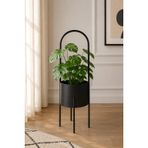 Bitkidunyam Siyah Metal Ayaklı Saksı, Silindirik, Modern Tasarım, 60x26 CM No:16