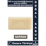 Bitkisel Organik %100 Doğal Saç Yüz Vücut El Kullanım Günlük Cilt Saç Temizliği Sabun Safran 4 Adet