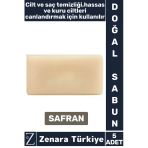 Bitkisel Organik %100 Doğal Saç Yüz Vücut El Kullanım Günlük Cilt Saç Temizliği Sabun Safran 5 Adet