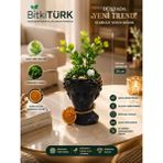 BitkiTÜRK Helen Dekoratif Saksı – Yapay Ağaç ve Yosun Dekoru Hediyeli Siyah Büst Saksı – Masaüstü Saksı