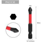 Bits Uç Matkap Ucu Tornavida Ucu Vidalama Ucu PH2-50MM Shockwave - Kırmızı