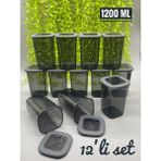 Bitter Kare Erzak Saklama Kabı 12 Li Set (1.2 Litre)