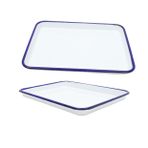BIUDECO 2 Adet Emaye Kızartma Tepsisi 26x18cm 30x20cm Restoran İçin Isıya Dayanıklı Fırın Tepsisi Mutfak İçin Fırın Tepsisi Kurabiye Pişirme Tepsisi
