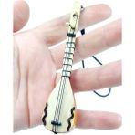 Biuti Ahşap Küçük Bağlama Dikiz Ayna Süsü El Yapımı Hediyelik Aksesuar 10 Cm, Minyatür Saz