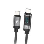 Bix 1 mt 60W Type-C to Type-C Örgülü LED Dijital Ekranlı Şarj ve Data Kablosu