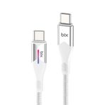 Bix 1 mt Beyaz 60W Type-C to Type-C Örgülü LED Işıklı Şarj ve Data Kablosu
