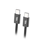 Bix 1 mt Siyah 60W Type-C to Type-C Örgülü Şarj ve Data Kablosu