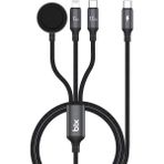 Bix 100W Type-C Lightning ve Apple Watch için 3’ü 1 Arada Çoklu Şarj ve Data Kablosu Koyu Gri 1.2 Metre