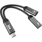 Bix Adp-13 Type-C To Çift Type-C Kulaklık ve 15W Hızlı Şarj Dönüştürücü Samsung Xiaomi iPhone Uyumlu - Gri