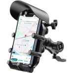Bix BMPH05 Güneş ve Yağmur Korumalı Ayna Bağlantılı 360° Derece Ayarlanabilir Güneşlikli Motosiklet Bisiklet Telefon Tutucu - Siyah