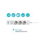 Bix Bp-01 Yüksek Akım Korumalı Hızlı Şarj Özellikli 4 USB Bağlantı Noktası 3'lü Priz Paneli Amazon Alexa & Uyumlu Uzaktan Kontrol, Sesli Komut Özellikli Ev, Ofis Için Akıllı Priz