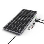 Bix BX-KEYHUB01 9in1 HUB Özellikli Çok Fonksiyonlu Kablolu Klavye 3x USB 3.0+4K HDMI+PD+Micro SD+3,5mm Aux Mic Girişli