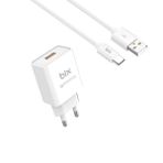 Bix BX-T18QTA 18 W 1 mt Qualcomm Hızlı Şarj Aleti ve Type-C Şarj Kablosu