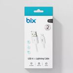 Bix BX100LW 2A USB Lightning Beyaz Şarj Kablosu