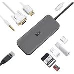 Bix Bx11hb Type-C To Hdmi Vga Ethernet 3.5 Mm Usb 3.0 Pd Kart Okuyucu Dönüştürücü Adaptör