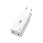 Bix BX3P66G 65 Watt Beyaz GaN 2 Type-C PD 3.0 ve USB-A QC Üç Portlu Laptop Telefon Uyumlu Hızlı Şarj Adaptörü