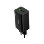 Bix BX3P66G 65 Watt Siyah GaN 2 Type-C PD 3.0 ve USB-A QC Üç Portlu Laptop Telefon Uyumlu Hızlı Şarj Adaptörü