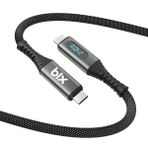 Bix BXCC244 USB4 Thunderbolt 4/3 Uyumlu PD 240W 40Gbps 8K 60Hz Ultra HD Dijital Ekran Göstergeli Şarj, Data ve Görüntü Kablosu 1 Metre