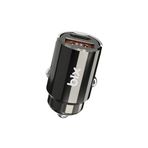 Bix BXCCP45W 45W Type-C PD ve USB-A QC 3.0 18W Çift Çıkışlı Mini Metal Araç Şarj Cihazı Siyah