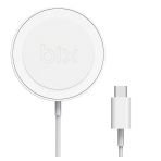 Bix Bxmg17 15W Manyetik Kablosuz Hızlı Şarj Cihazı Type-C Girişli Taşınabilir Mıknatıslı Şarj Aleti Gümüş