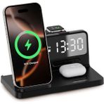 Bix Bxmw4 Alarmlı Saat Özellikli 15W Akıllı Telefon Tws Kulaklık Akıllı Saat Için Çok Fonksiyonlu Kablosuz Şarj Standı iPhone Airpods Için Wireless Şarj Kaynağı - Siyah