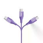 Bix BXSC1CC 60 Watt Lavanta 1.2 mt Type-C Silikon Şarj ve Data Kablosu