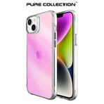 Bix iPhone 14 Plus / 15 Plus Pure Rainbow Pembe Çizilmeye Dayanıklı Darbe Emici Renk Geçişli Şeffaf Kılıf