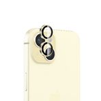 Bix iPhone 15 / 15 Plus Safir Lens Koruyucu 3D Kamera Camı 9H Premium Lens Kapağı Sarı
