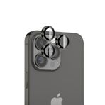 Bix iPhone 15 / 15 Pro Max Safir 3D Kamera Camı 9H Premium Siyah Titanyum Lens Koruyucu