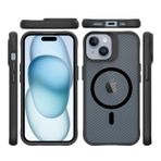 Bix iPhone 15 Carbon Fiber Force Magsafe Anti Şok Teknolojili Kamera ve Ekran Korumalı Kılıf