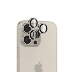 Bix iPhone 15 Pro / 15 Pro Max 9H Gerçek Cam Crystal AR+AF Doğal Titanyum Lens Koruyucu