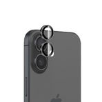 Bix iPhone 16 / 16 Plus 9H Gerçek Cam Crystal AR+AF Siyah Lens Koruyucu