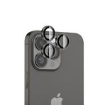 Bix iPhone 16 Pro / 16 Pro Max 9H Gerçek Cam Crystal AR+AF Siyah Titanyum Lens Koruyucu