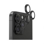 Bix iPhone 16 Pro / 16 Pro Max Safir 3D Kamera Camı 9H Premium Siyah Titanyum Lens Koruyucu