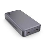 Bix PB205 20000 mAh PD 20W Çift USB-C Portlu Koyu Gri Hızlı Şarj Destekli Dayanıklı Metal Powerbank